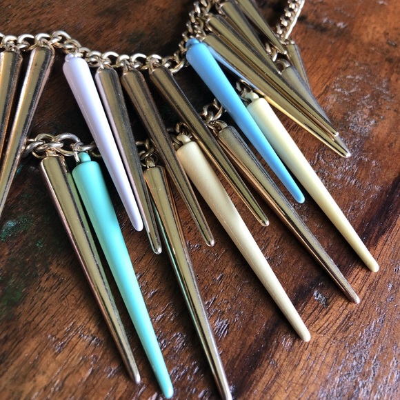 Gold and Multi Colored Necklace with Cones - Picture 2 of 4